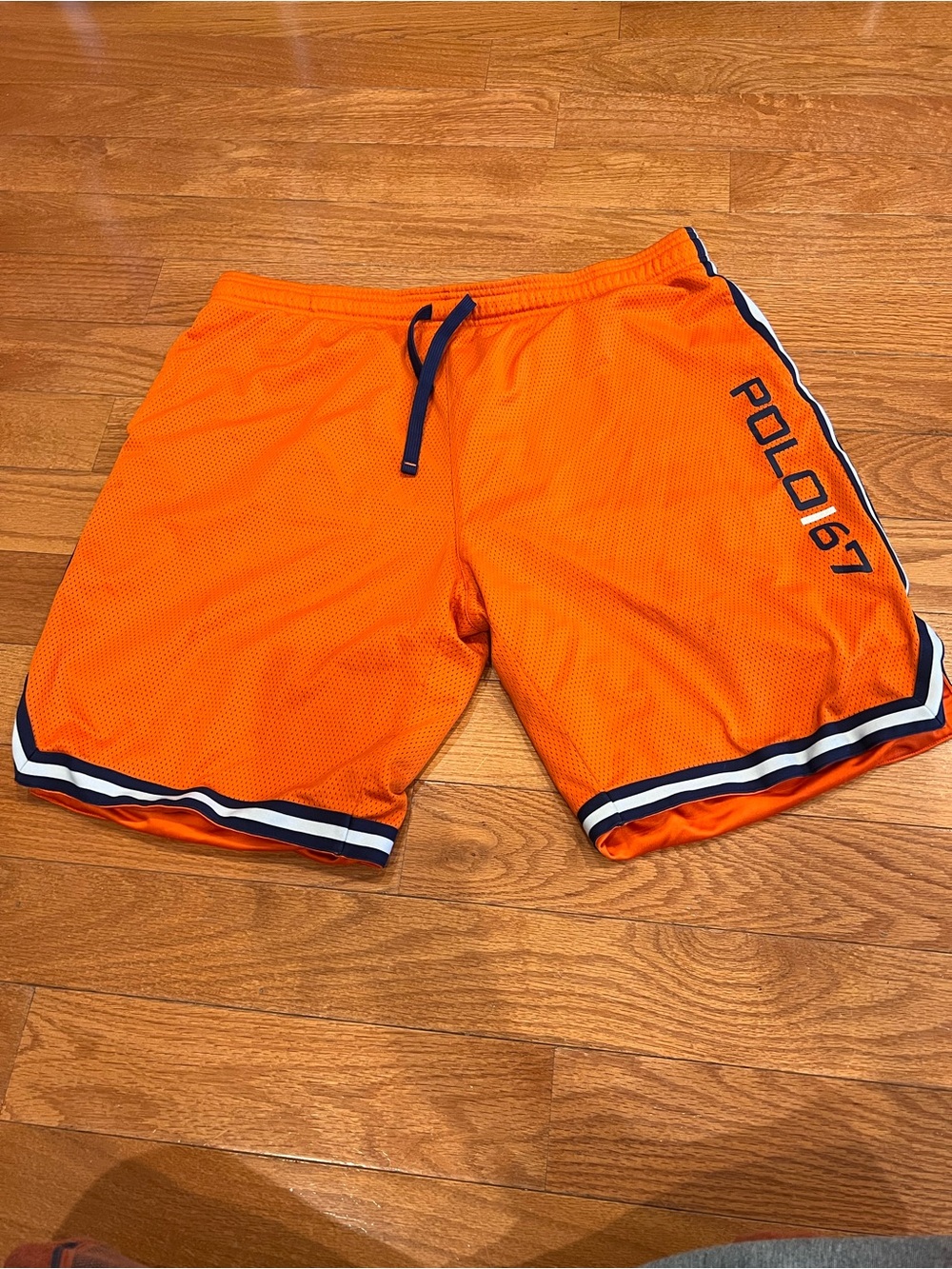 Vintage Mens Ralph Lauren Polo Sports 67 Mesh Orange Shorts Size XL